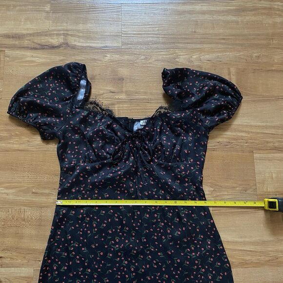 Y2K Koco & K London Sz 8 Black Poppy Gypsy Milkmaid Wench Mini Whimsigoth Dress - Picture 16 of 16